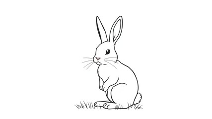 Fototapeta premium Simple Easter Bunny Line Art Design for Minimalist Decor