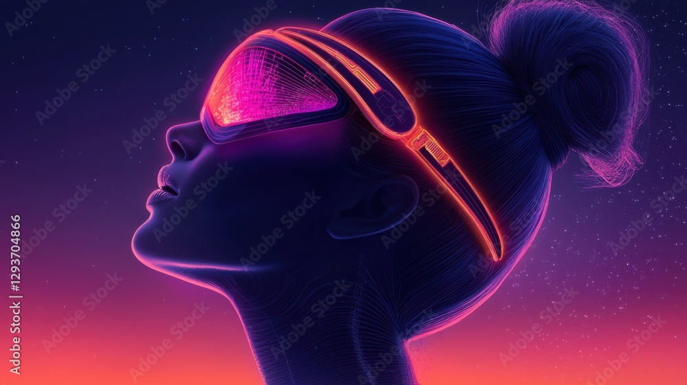 Poster captivating and mesmerizing neon surreal digital art composition featuring vibrant lights colors and