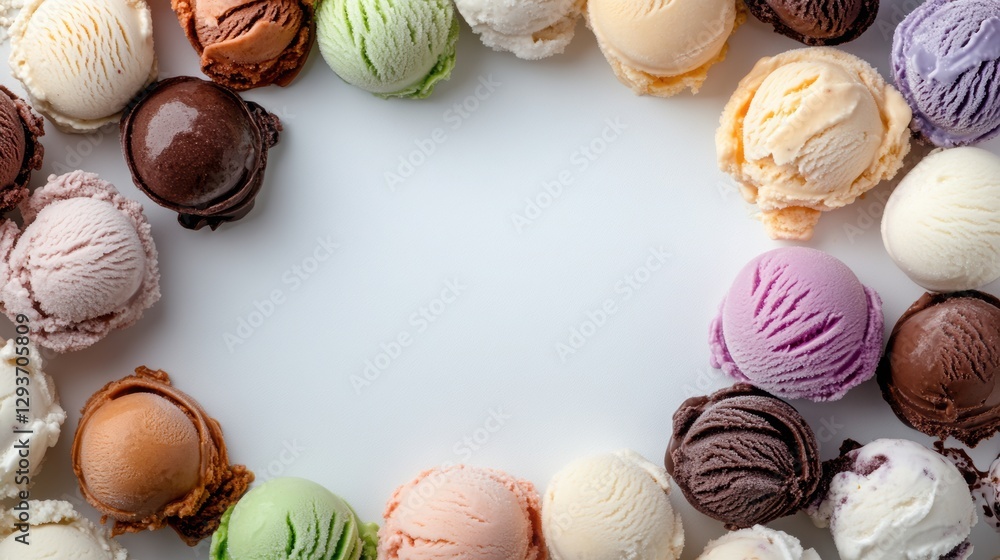 Aufkleber multicolored ice cream around the edges of the frame, the center is empty .