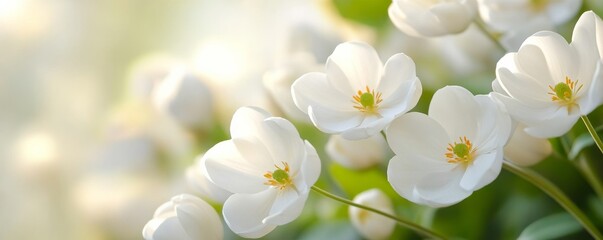 Fototapeta premium Dappled light cascading on delicate flower petals, nature's gentle elegance.