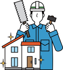 住宅の工事やリフォームをする男性作業員