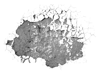 One big hole in a plaster or concrete painted wall