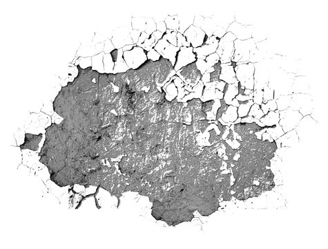 One big hole in a plaster or concrete painted wall