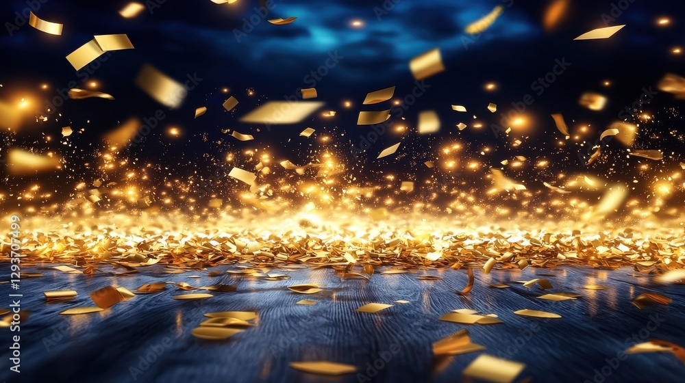 Poster a stunning display of glittering golden sparks and dazzling lights bursting forth creating a vibrant