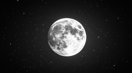 Obraz premium Full moon in the night sky with stars.