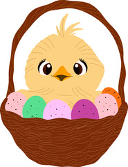 Easter Chick with Eggs