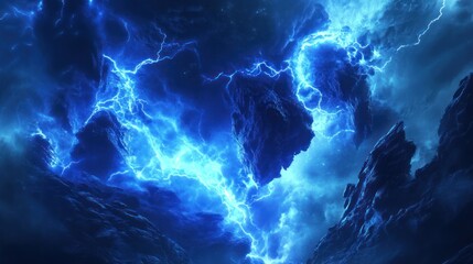 Powerful Lightning Storm Above Dark Clouds