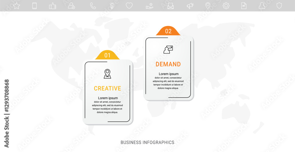 Poster modern vector infographics with two rectangles. business template with graphic 2 steps for diagram, 