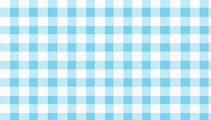 Light blue gingham pattern background, a seamless texture for design elements. White checkered fabric with light pastel colors. 