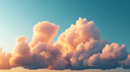 Dreamy surreal landscape with floating dappled sunlight clouds.