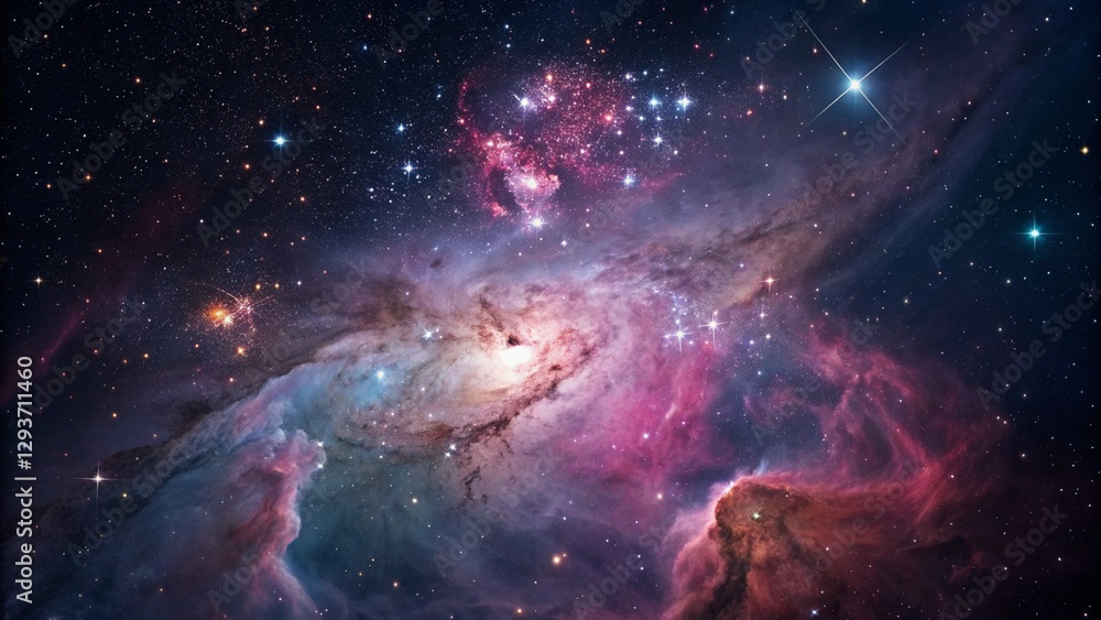 Wall mural dramatic nebula in deep space with intense colors and swirling patterns, highlighting the dynamic na
