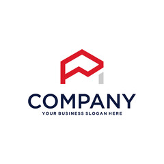 real estate logo design with house and building