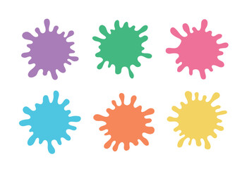 A set of illustrations with the effect of colorful paints, inks, and liquids spreading.