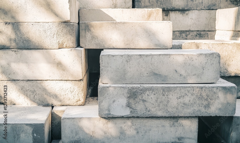 Poster stacked concrete blocks form textured gray pattern