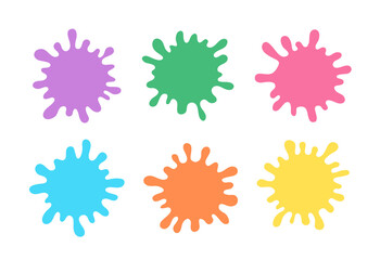 A set of illustrations with the effect of colorful paints, inks, and liquids spreading.