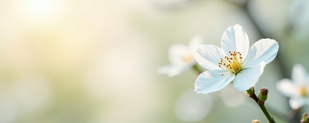 Obraz premium Fragrant white flowers isolated on a bright background, nature, blossom
