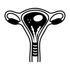 Female uterus icon in hand drawn style 

