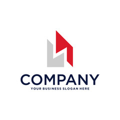 real estate logo design with house and building