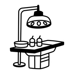 A hand drawn icon depicting operation table 
