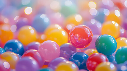 un fondo creativo con pelotas de colores vibrantes y divertidos alegres para cumpleaños o dia del niño fondo de concepto infantil colorido