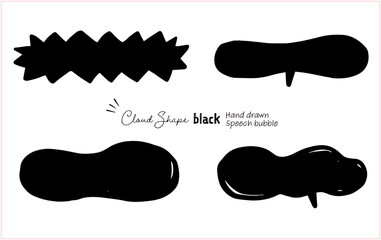 Speech bubble frame set, simple hand-drawn cute speech bubbles, vector material, monochrome, white background, copy space