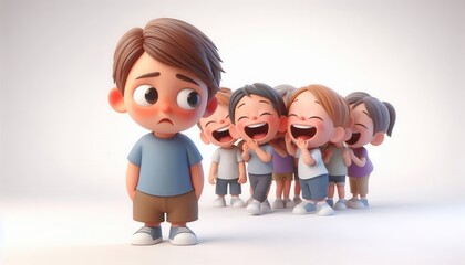 Naklejka premium Child feelings of isolation playground animation bright colors close-up emotional awareness