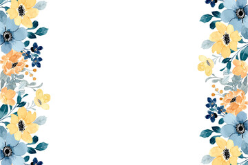 Watercolor colorful flower frame background 