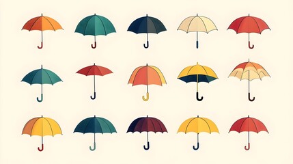 Obraz premium Minimalist Different color Umbrellas illustration