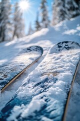 Pair of skis left in the snow