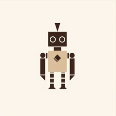 Obraz premium Minimalist robot logo, clean and futuristic design. Displays an intelligent and innovative geometric structure that is sleek, modern, and simple.