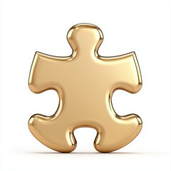 Obraz premium An exquisite golden puzzle piece on a clean white background reflecting creativity and the pursuit of solutions and insights