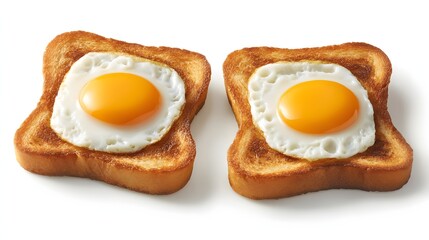 Two slices of toast with a fried egg centered