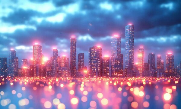 new york city skyline in violet tones