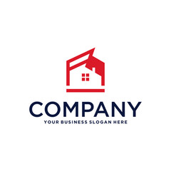 real estate logo design with house and building