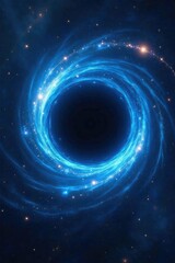 Swirling blue vortex surrounds black hole in deep space, cosmos, black hole, stellar collapse