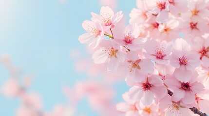 Obraz premium Romantic cherry blossoms glowing under soft dappled sunlight, pink pastel dreamscape.