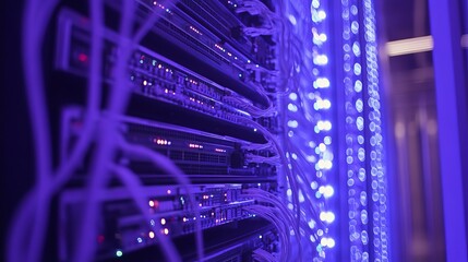 Abstract Purple Network Server Room Technology Digital Data Center Background Modern Futuristic Illuminated Powerful Technology Infrastructure Digital