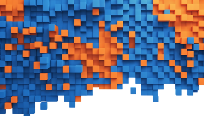  blue and orange pixels abstract background design