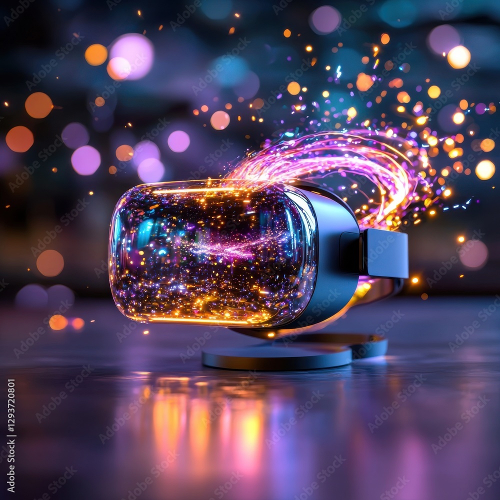 Poster mesmerizing glowing sphere of light and sparkling bokeh in a glass bottle creating a captivating eth