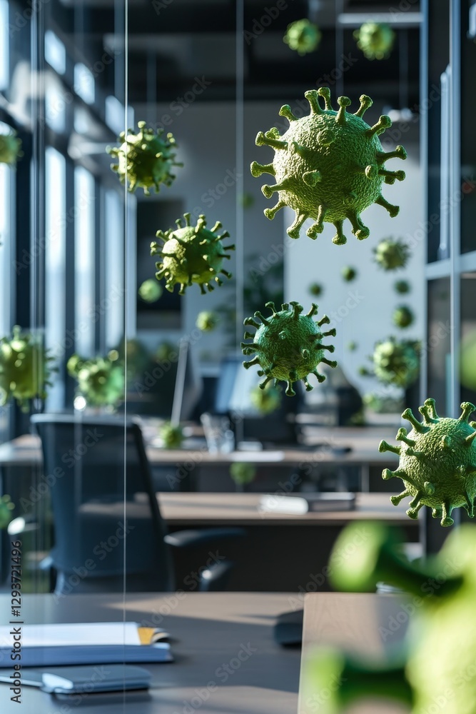 Poster office permeated with floating coronavirus pathogens