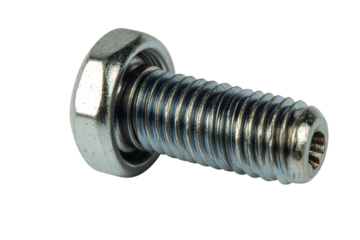 Steel screw seen from behind. Transparent bottom