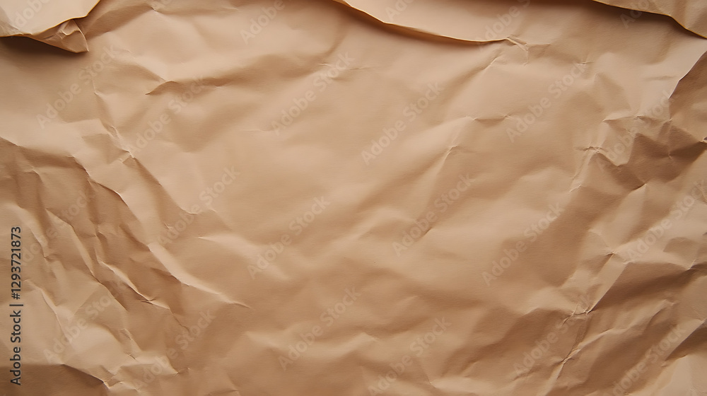 Poster tan paper is crumpled to create a textured surface for writing, drawing or use as a protective packa