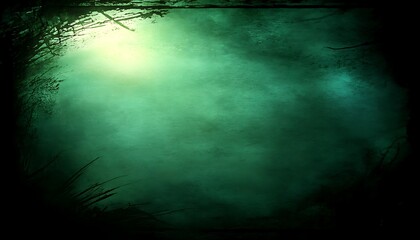 Eerie green forest night sky