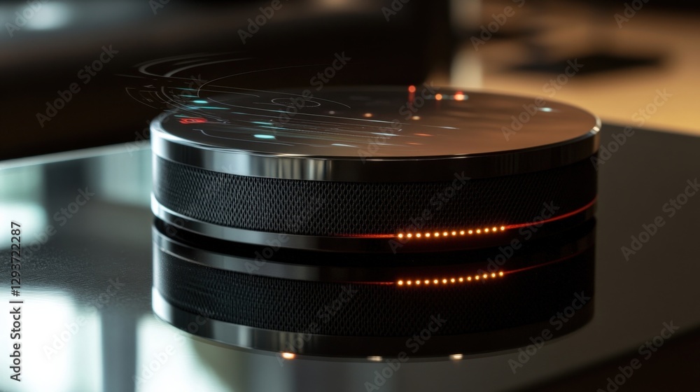 Aufkleber a closeup of a smart speaker resting on a table its led indicators pulsing softly. the device integr