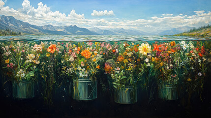 Fototapeta premium Underwater Flowers, Mountain View
