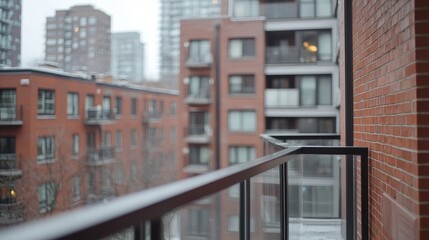 Obraz premium City apartment balcony view on a cloudy day