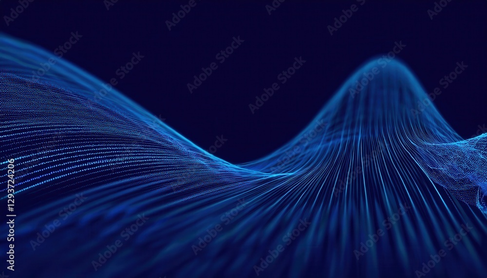Aufkleber abstract digital blue wave lines with glowing neon grid dots, futuristic 3d network design for technology use