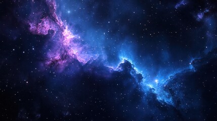 Naklejka premium Deep space nebula, vibrant colors, cosmic clouds, distant stars, celestial background