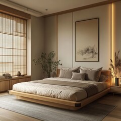 This is a minimal zen style modern bedroom space