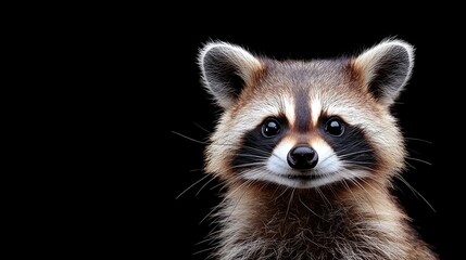 Obraz premium Raccoon portrait, dark background, wildlife, animal photography, nature